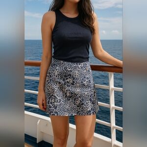 Navy White Floral Polka Dot Skort M Cruise Cottagecore Tenniscore Coastal Resort